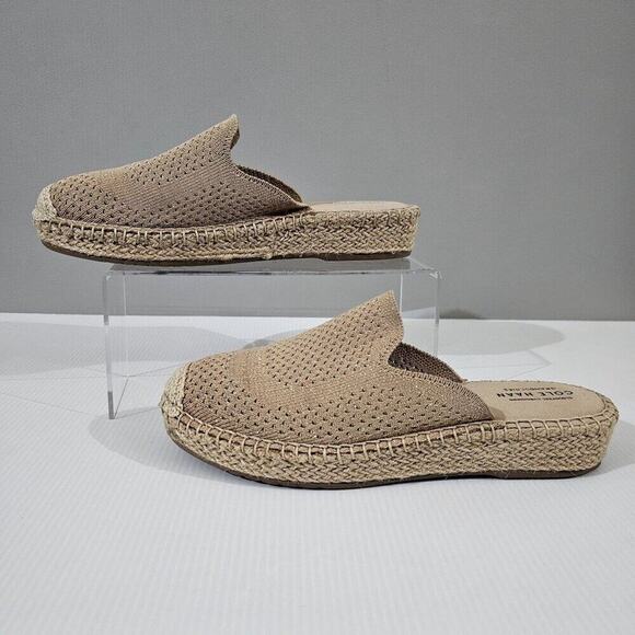 Cole Haan Cloudfeel Stitchlite Mule Espadrille Sesame Tan Gold Knit Size 7.5 - Picture 2 of 13